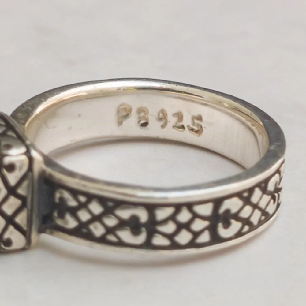 Sterling Silver 925 Onyx Ring | Size 5 ¼ | Silpada Maker